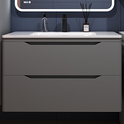 Style Line Мебель для ванной Марелла 90 Люкс Plus антискрейтч подвесная серая матовая – фотография-4